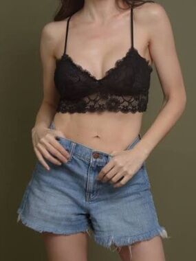 French Affair Black Lace Bralette | Size Medium